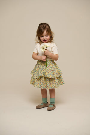 Poplin-Rock mit Blumenmuster und Rüsche - Kids - Green | 100954 Poppy