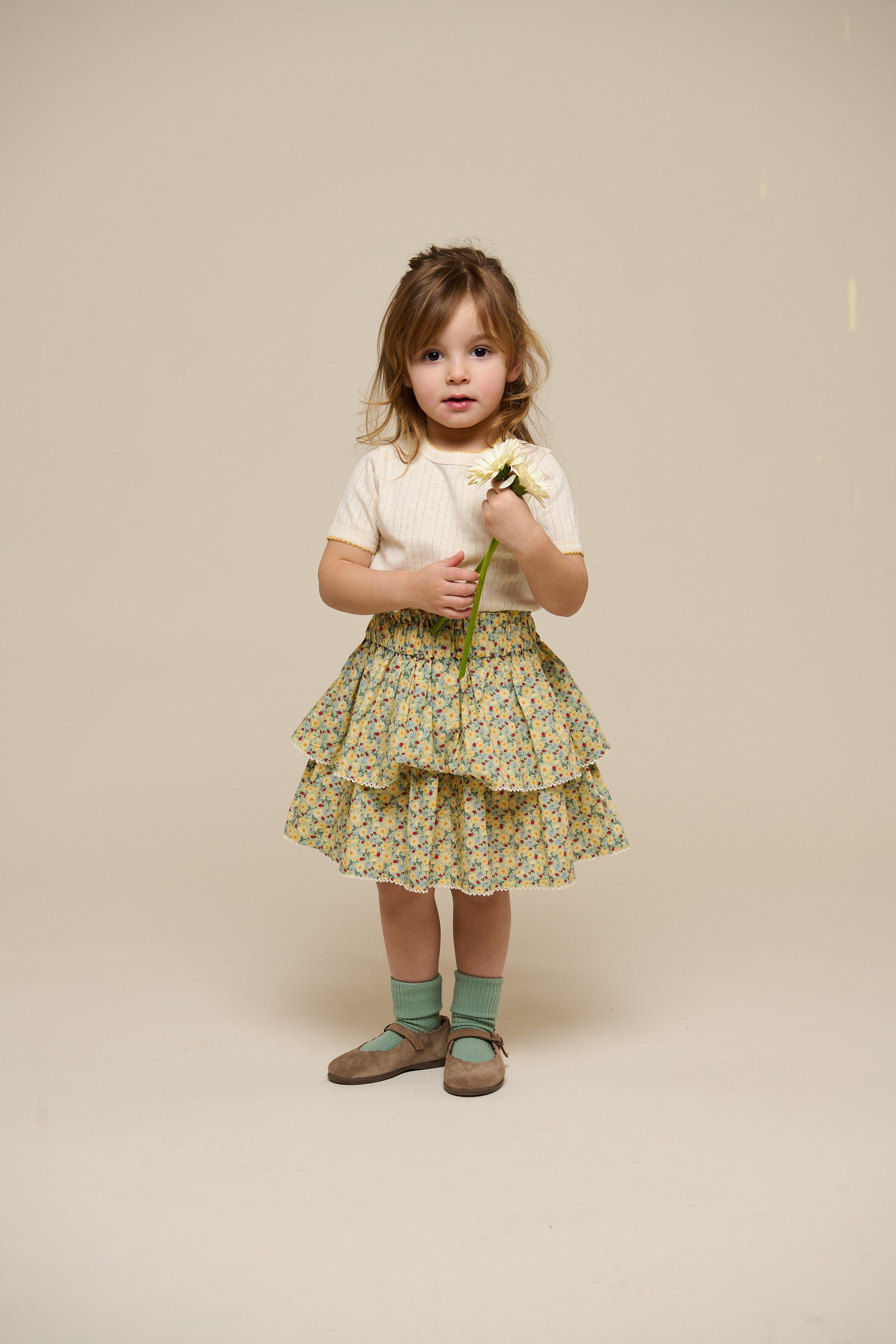 Pointelle T-Shirt mit Kontrast-Picot - Kids - Off White | 101289 Drew