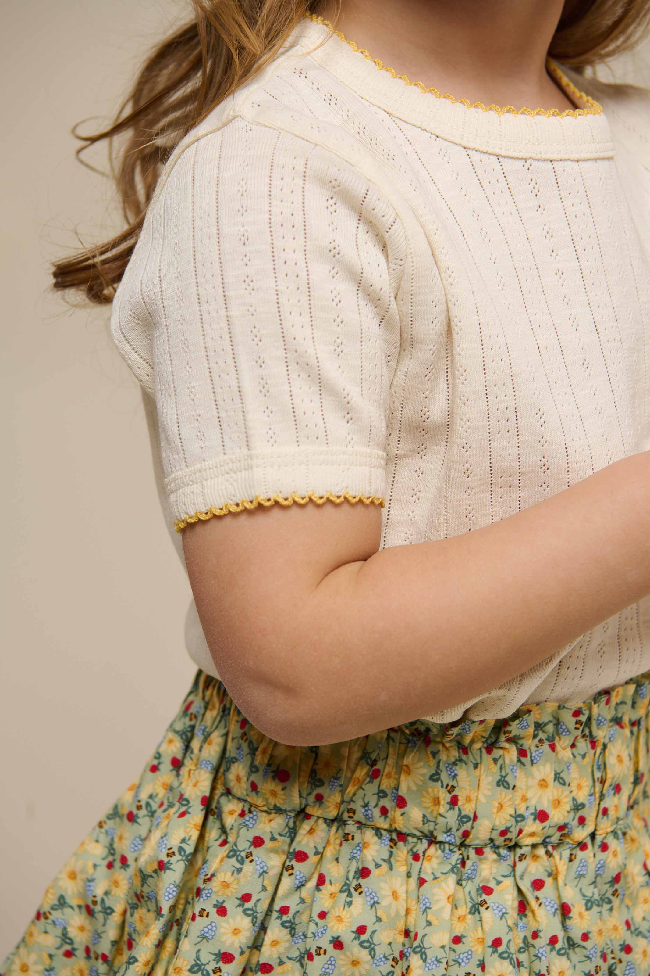 Pointelle T-Shirt mit Kontrast-Picot - Kids - Off White | 101289 Drew