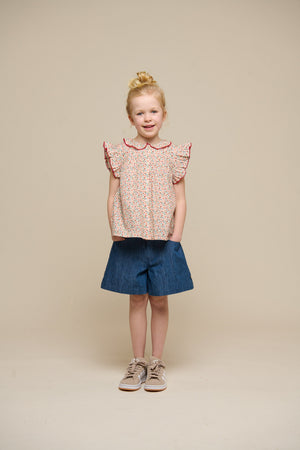 Poplin-Top mit Blumenmuster und Rüsche - Tween - Rose | 100949 Poppy