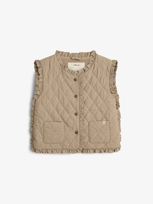 Steppweste mit Rüschen - Kids - Dark beige