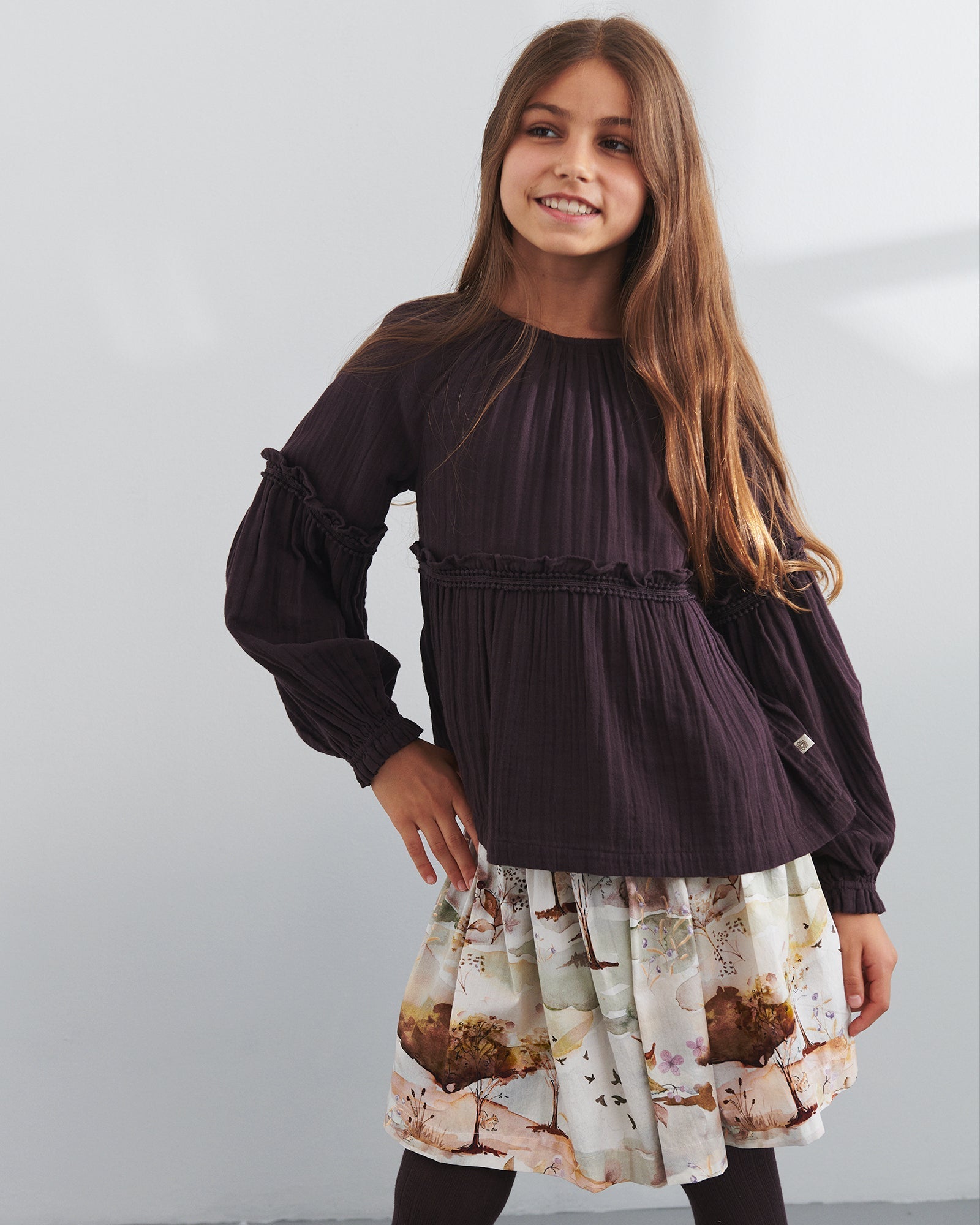 Boho-Bluse - Tweens - Dark Purple