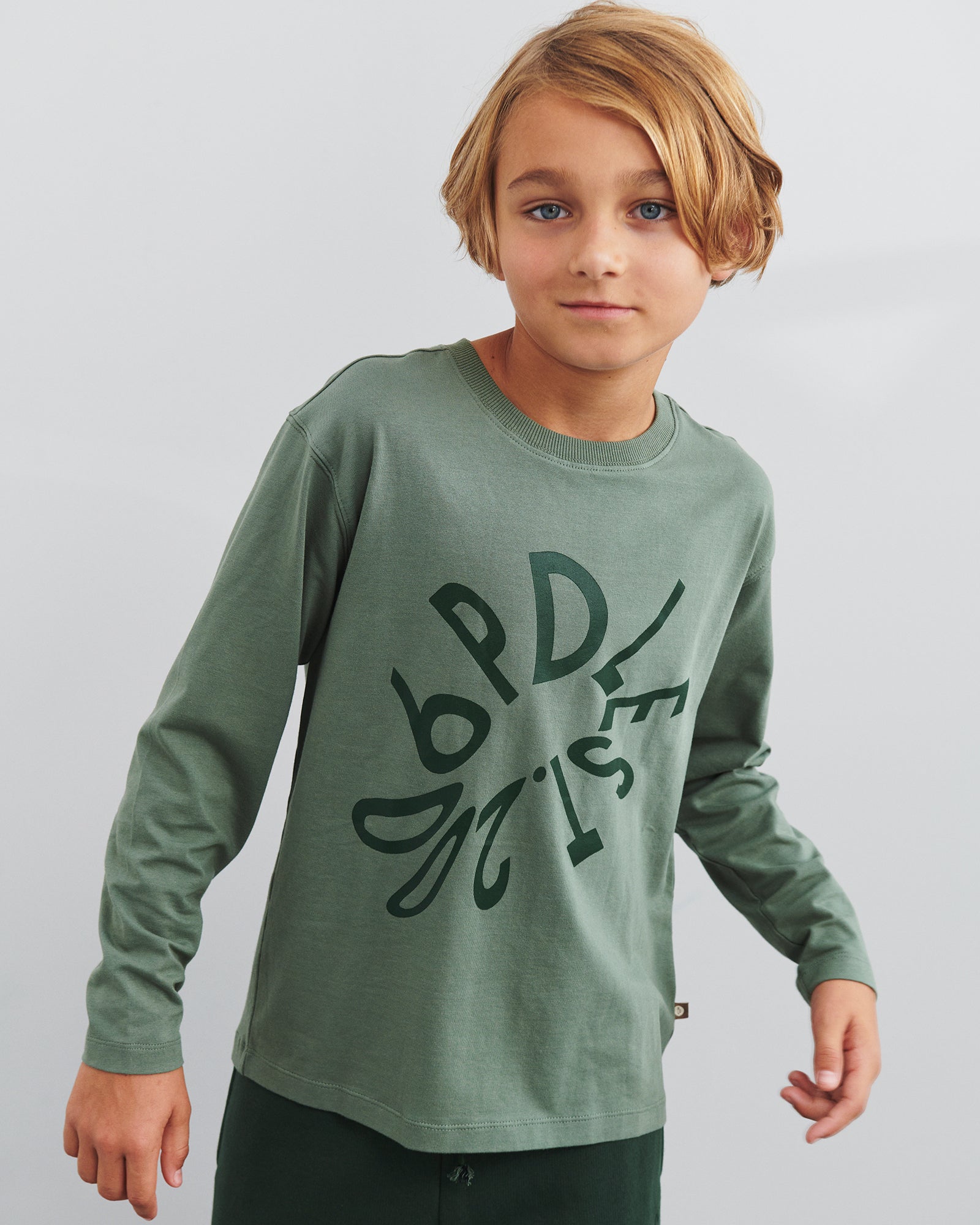 Warp Text Langarm-T-Shirt - Tweens - Green