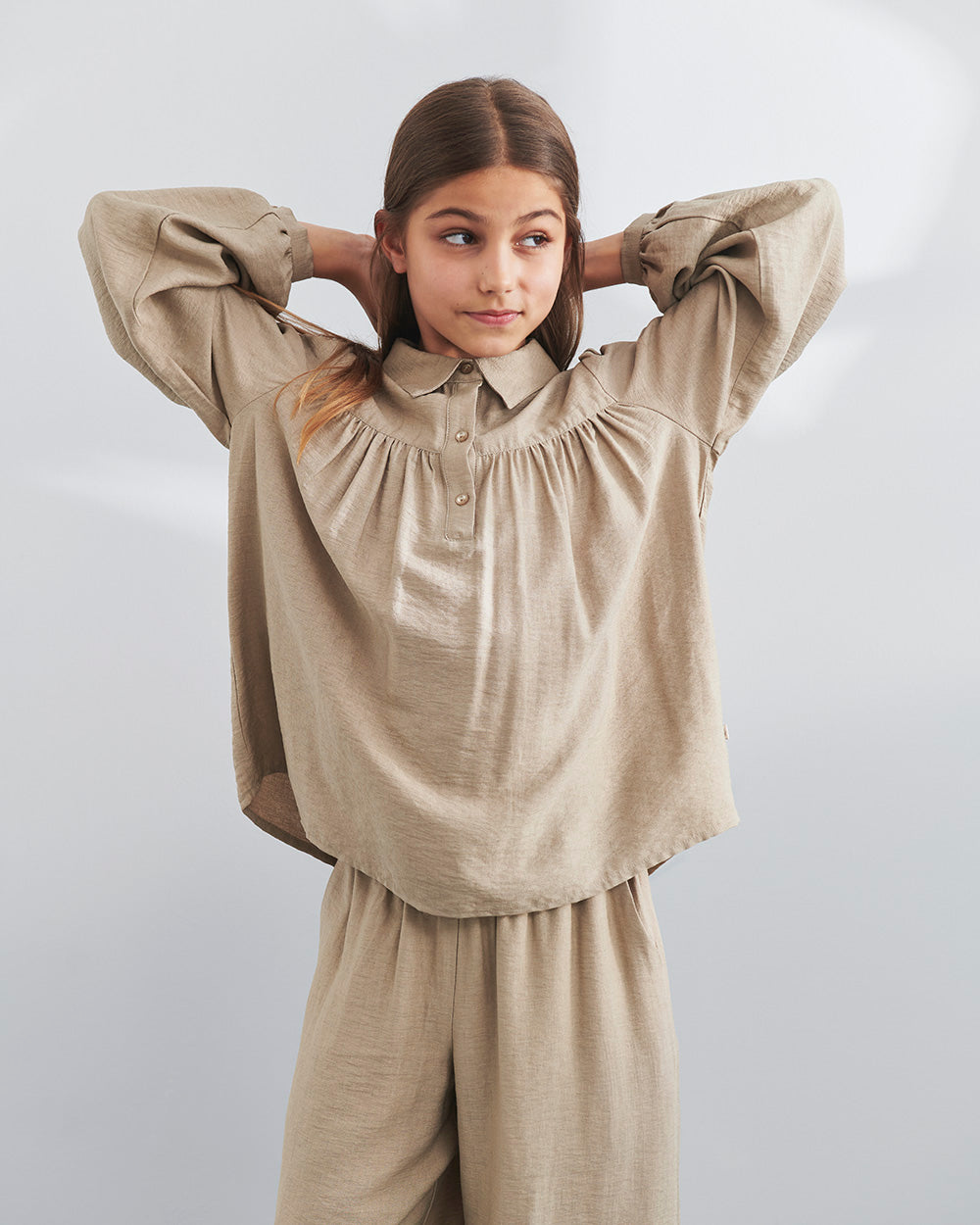 Fluid Wide Trousers - Tweens - Dark Beige