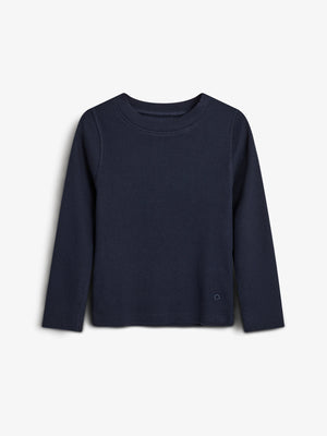 Langärmeliges Basic-T-Shirt aus Rippe - Tweens - Navy