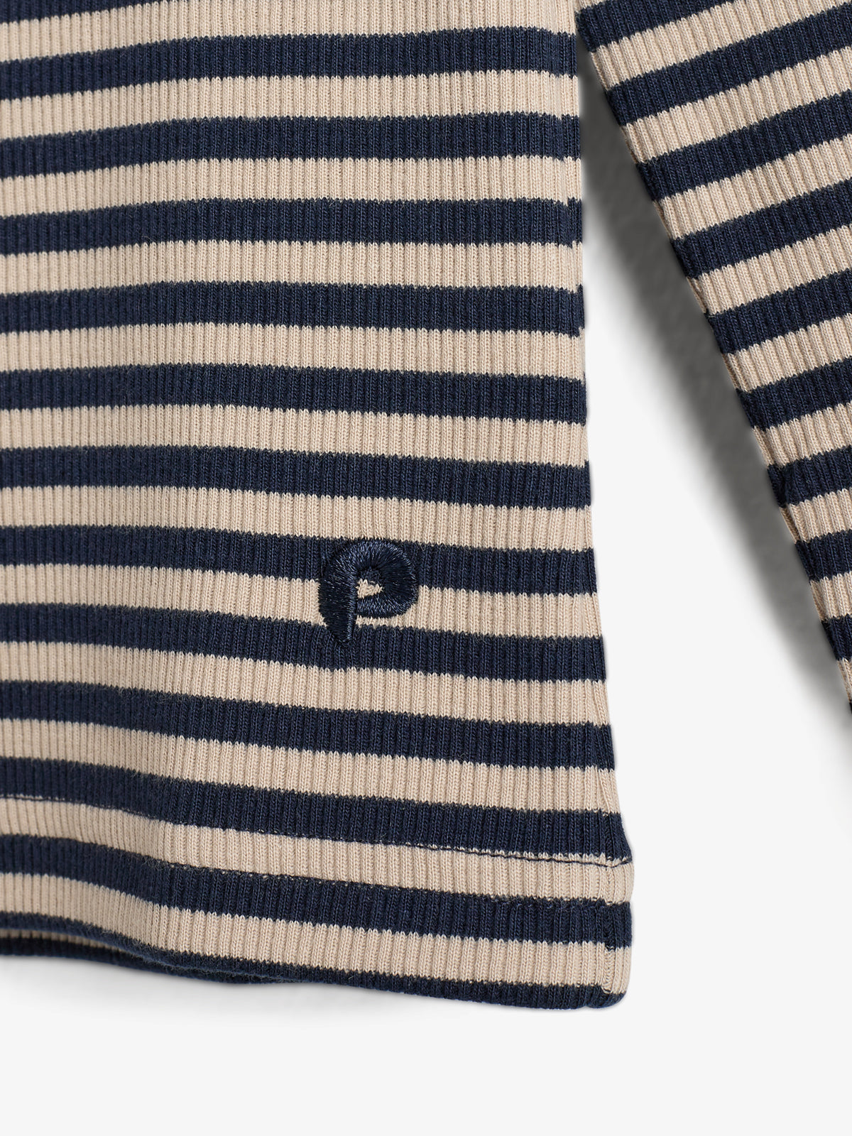 Gestreiftes langärmeliges Basic-Rib-T-Shirt - Tweens - Navy/Beige