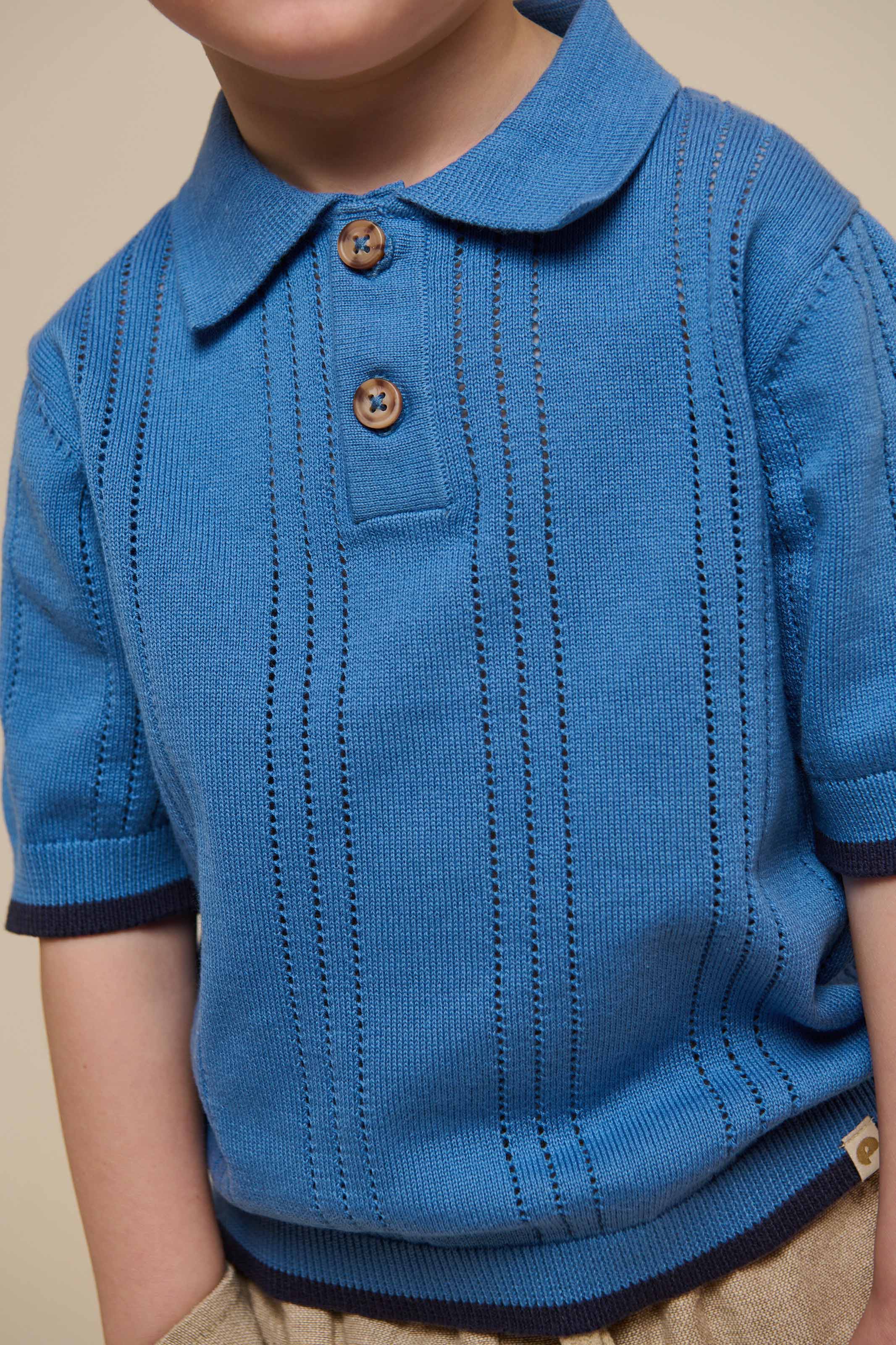 Gestricktes Polo für Jungen - Kids - Dusty Blue | 101243 Dylan