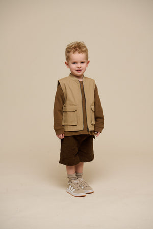 Texturiertes Langarm-T-Shirt - Kids - Coffee | 100705 Malthe