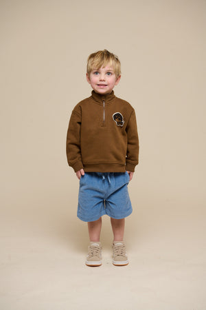 Sweatshirt mit halbem Reißverschluss - Kids - Coffee | 100808 Tristan