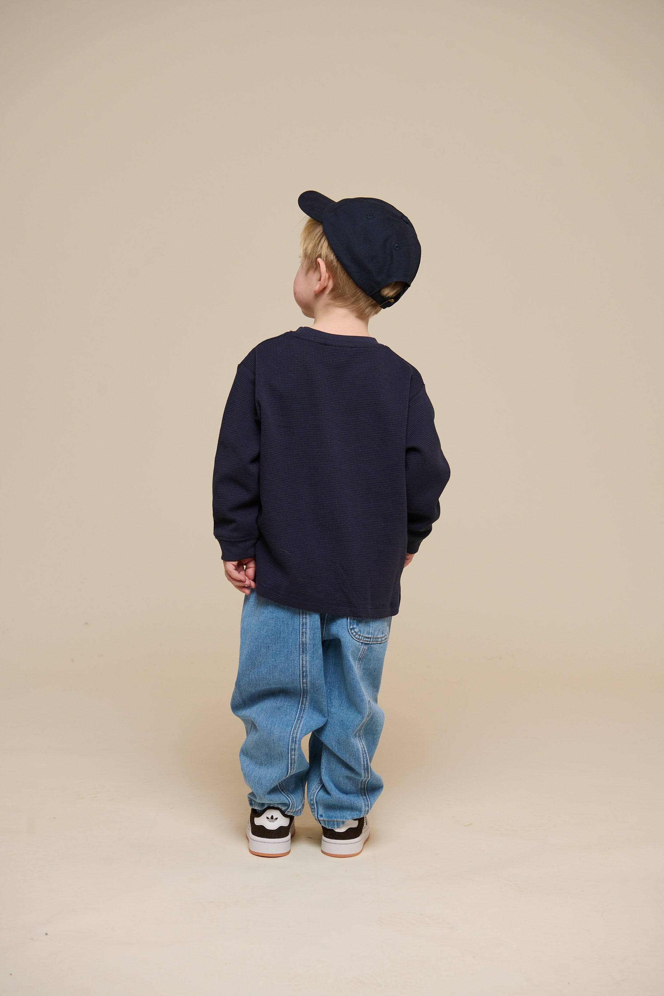 Texturiertes Langarm-T-Shirt - Kids - Navy | 100703 Malthe