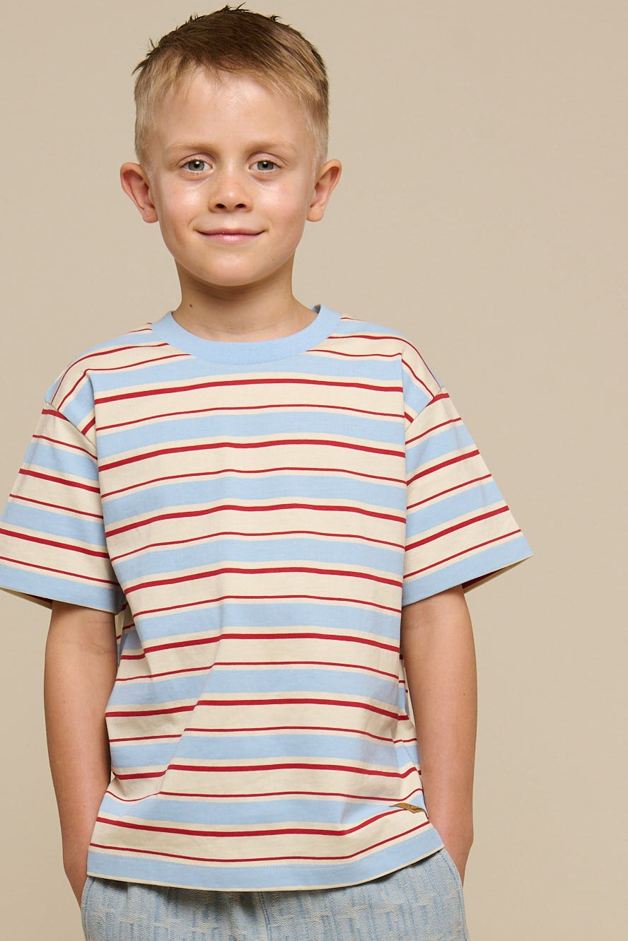 Retro Gestreiftes T-Shirt - Tween - Powder Blue | 101276 Steven
