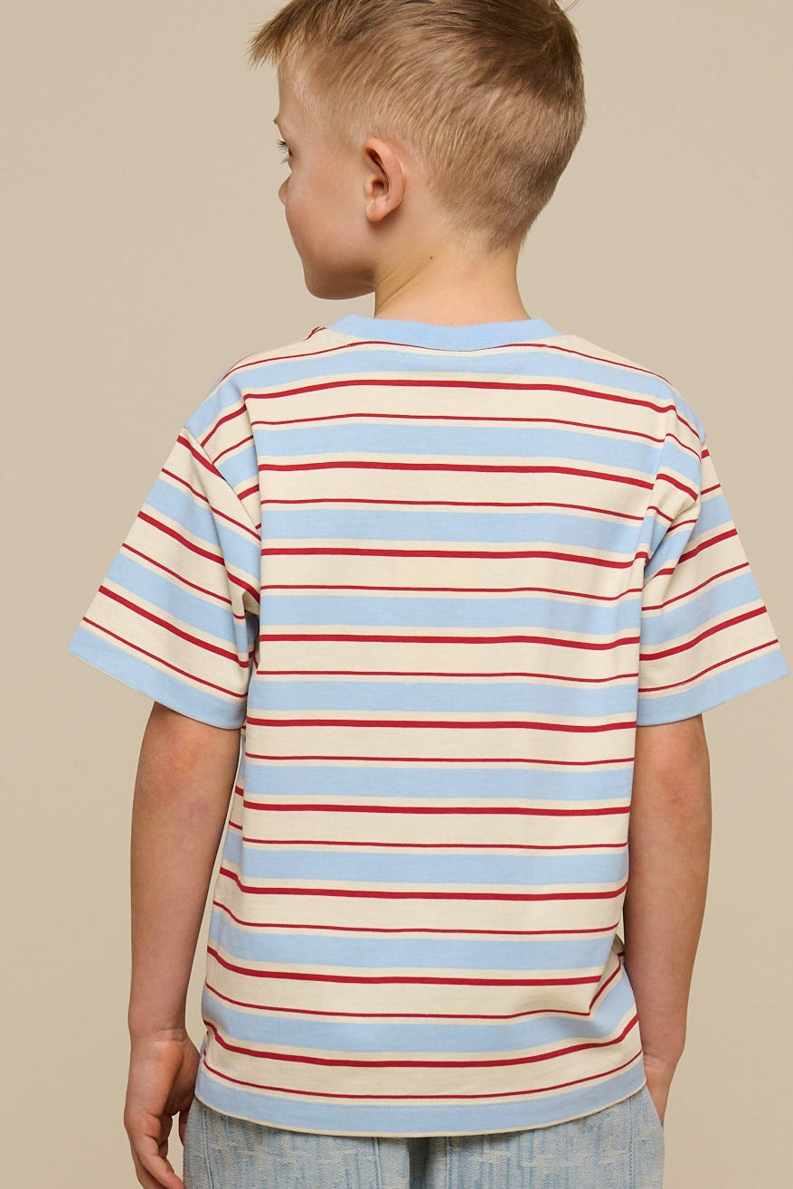 Retro Gestreiftes T-Shirt - Tween - Powder Blue | 101276 Steven