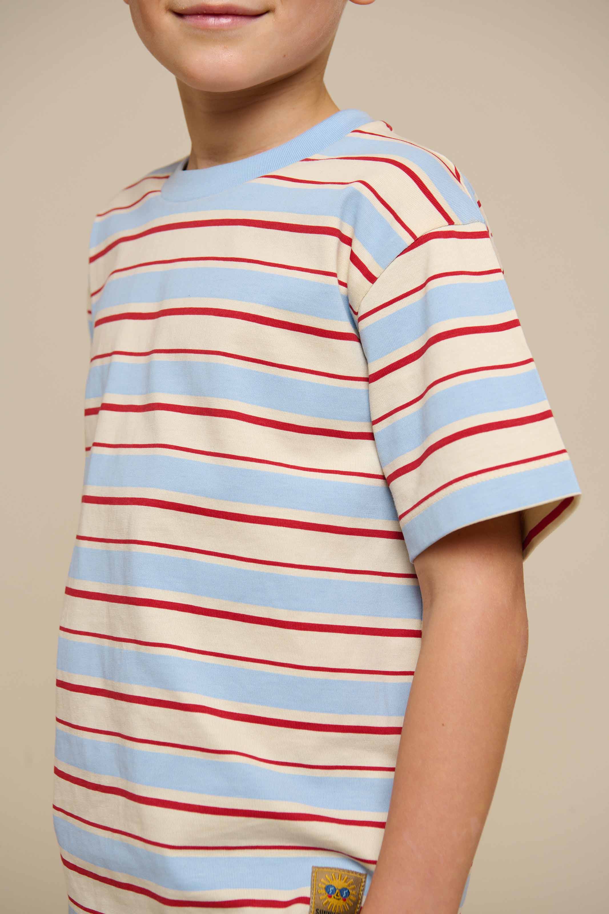 Retro Gestreiftes T-Shirt - Tween - Powder Blue | 101276 Steven