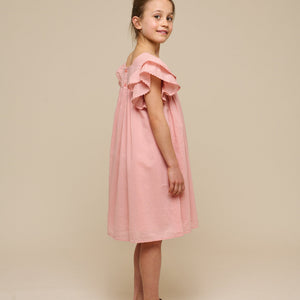 Baumwollkleid mit Zick Zack Rüsche - Tween - Rose Tan | 101065 Alma