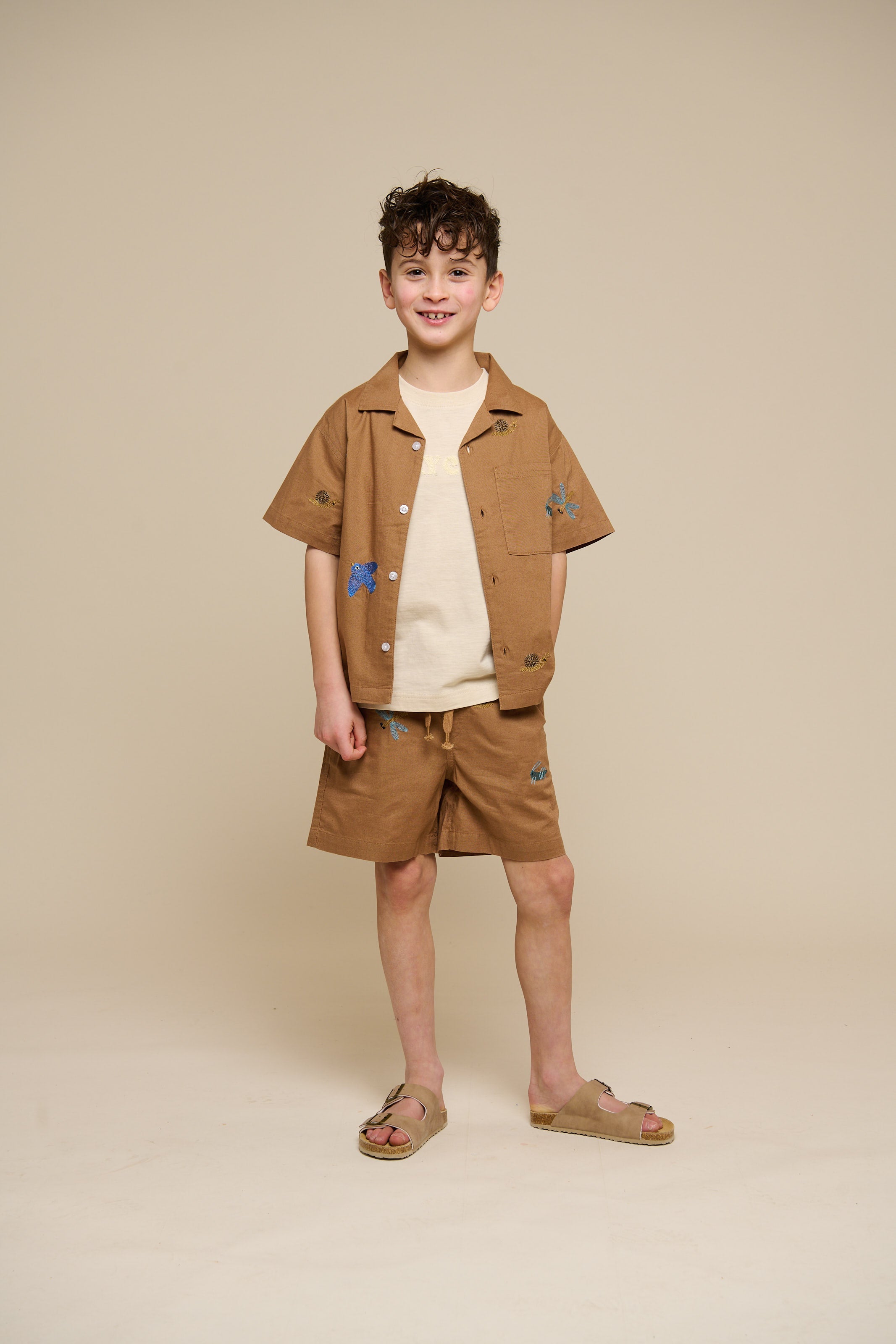Besticktes Kurzarm-Baumwollhemd - Tween - Coconut | 101097 Erik