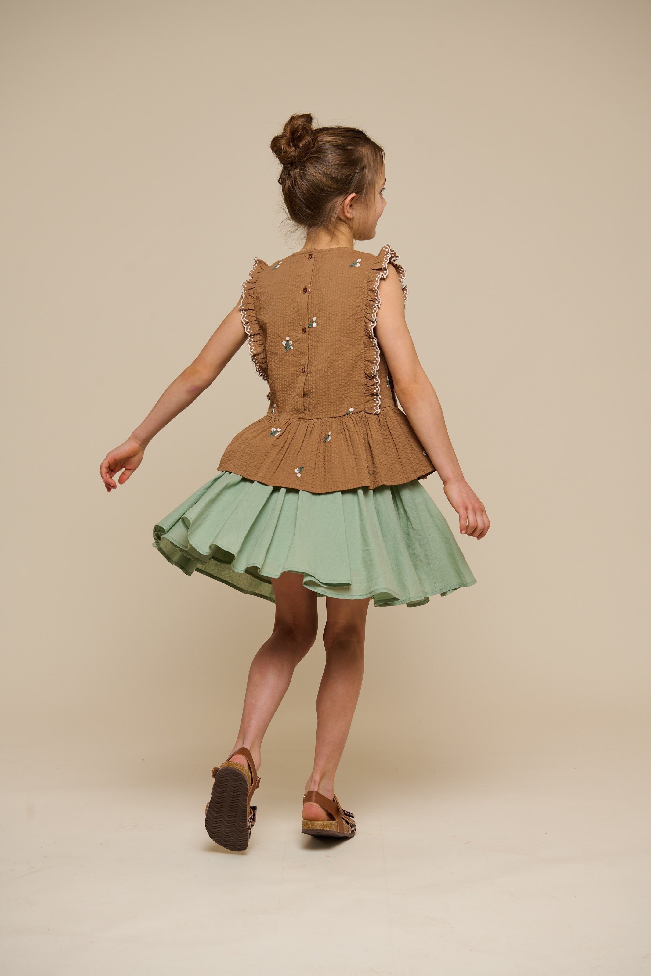 Baumwollrock mit Zick Zack Rüsche - Tween - Dusty Green | 101069 Alma