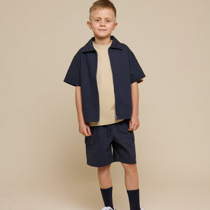 Canvas-Hemdjacke mit Reißverschluss - Kids - Navy | 101126 Isack