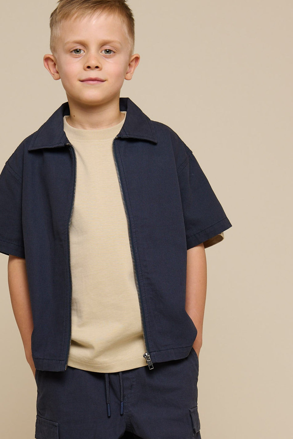 Canvas-Hemdjacke mit Reißverschluss - Tween - Navy | 101127 Isack