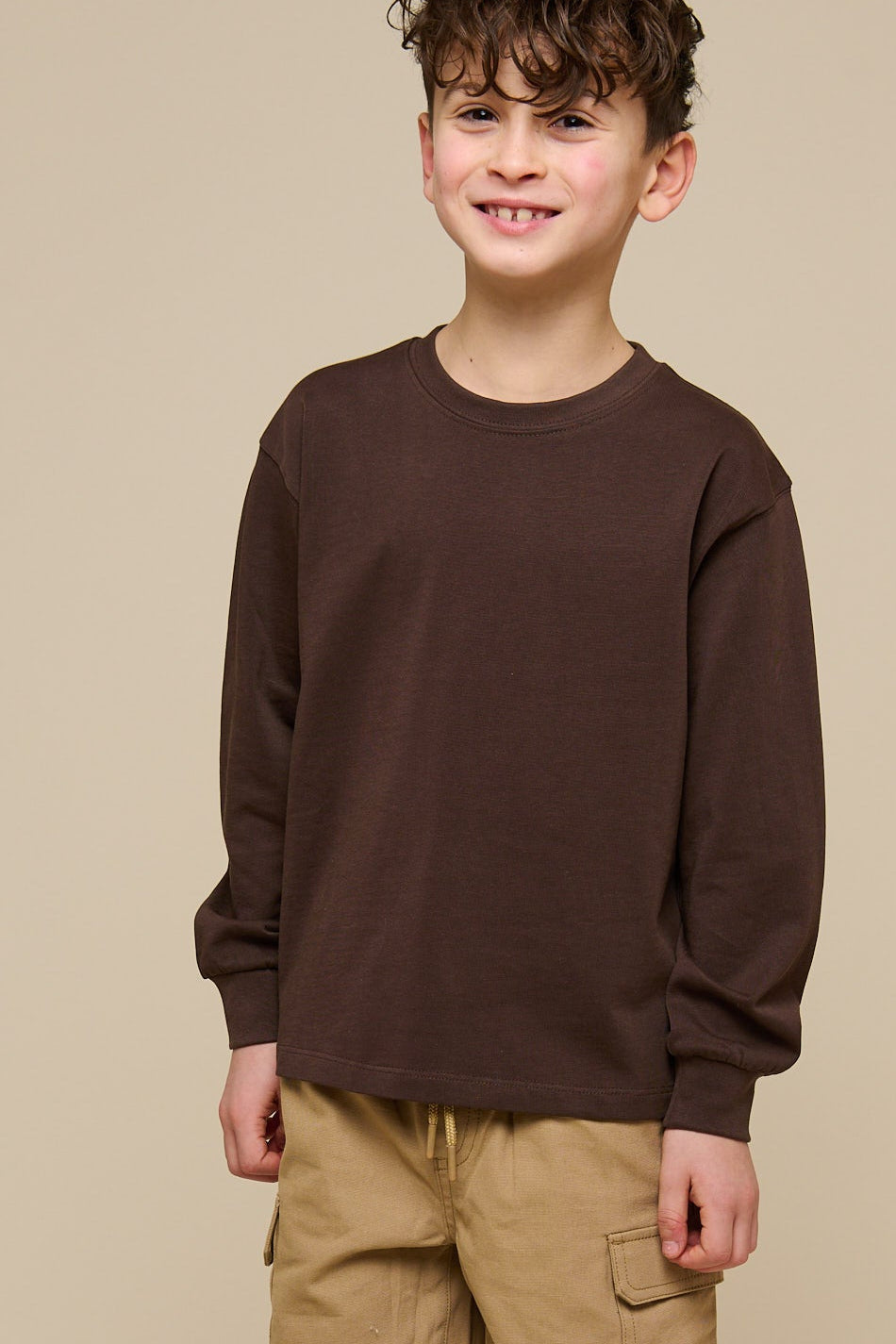 Übergroßes Heavyweight Langarm-T-Shirt - Tween - Chocolate | 100852 August