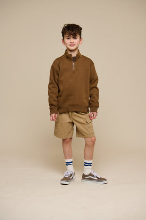 Sweatshirt mit halbem Reißverschluss - Tween - Coffee | 100809 Tristan