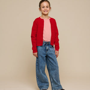 Baumwoll-Strickjacke - Tween - Cherry Red | 101270 Katie