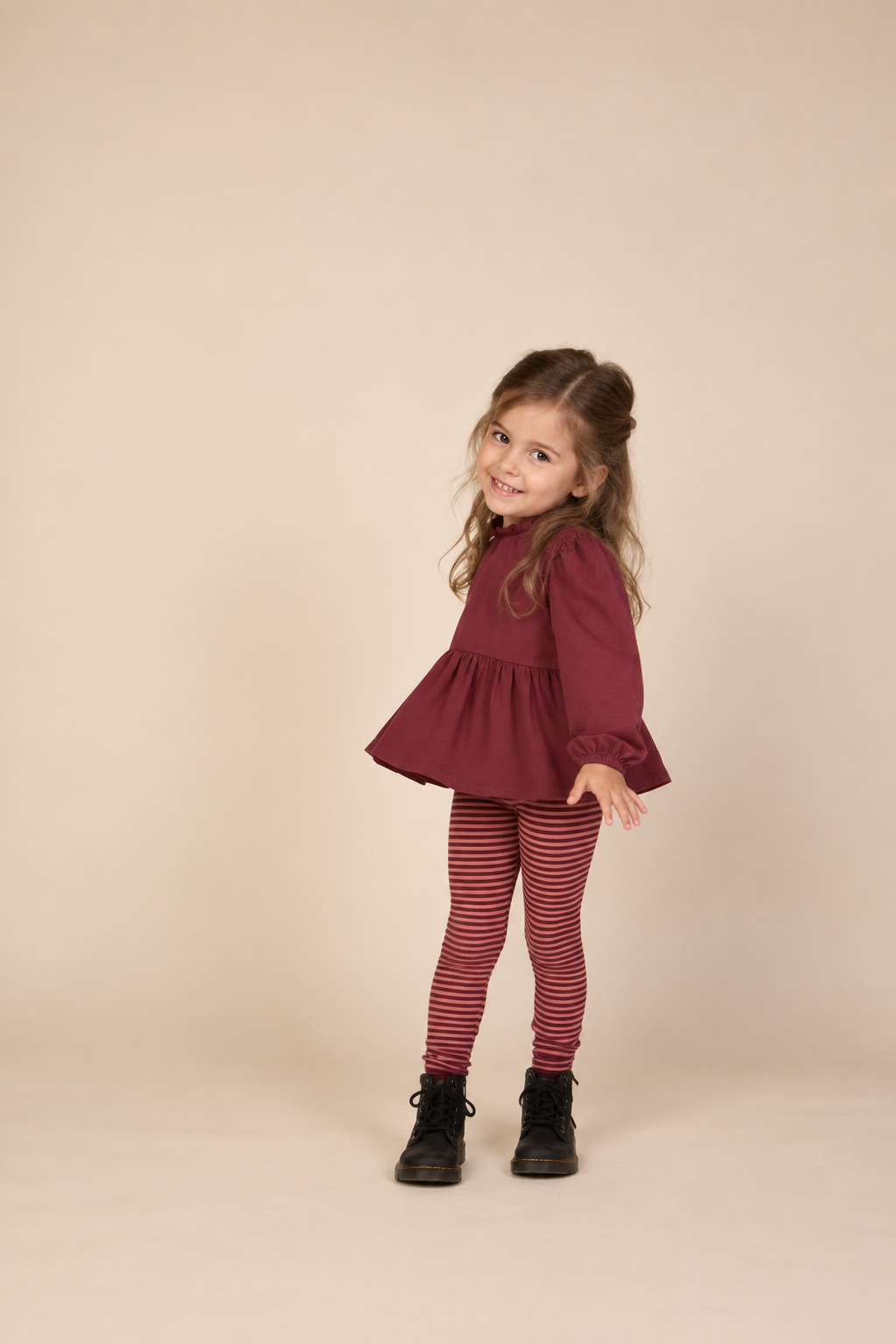 Einfarbige Jerseybluse mit Schößchen Kids - Bordeaux | 101547 Heidi