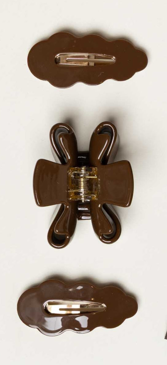 Set Klick- Haarspange & Haarklammer - All - Chocolate | 100886 Cille
