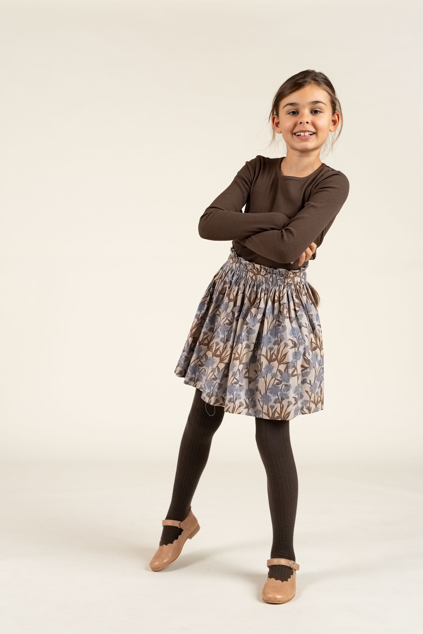 Langärmeliges T-Shirt aus Modalripp mit Picot-Rand - Tween - Chocolate | 100577 Mia