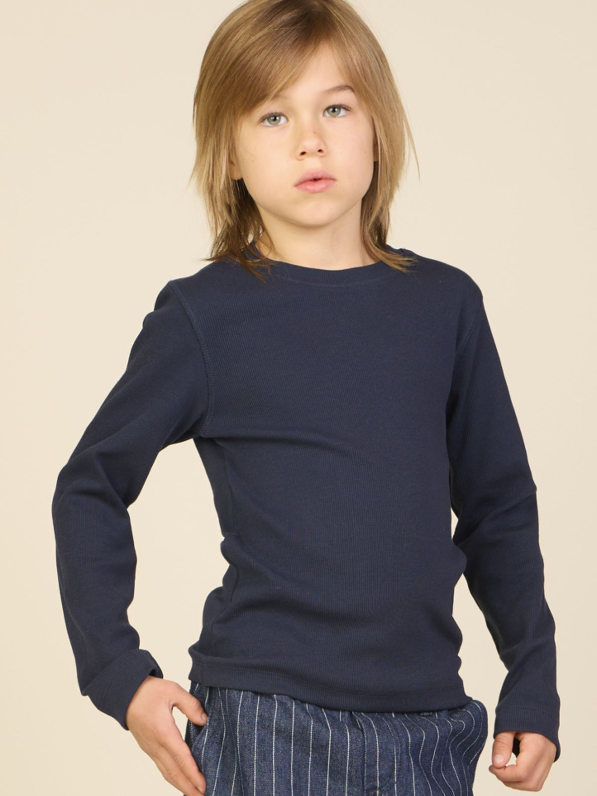 Geripptes Langarmshirt Tween - Navy | 101598 Conrad