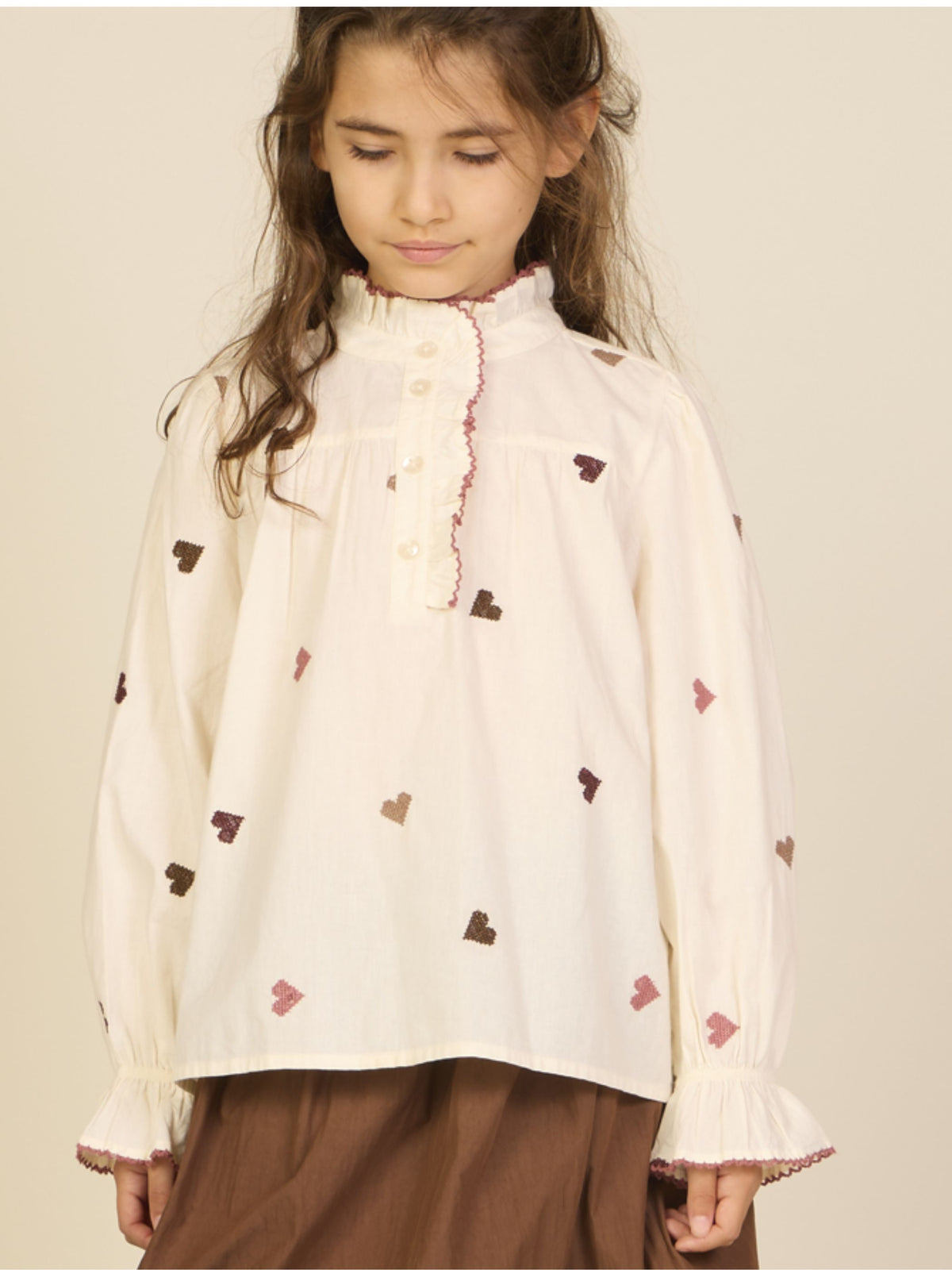 Baumwollbluse mit Herzstickerei Tween - Rose/Bordeaux | 101458 Elina