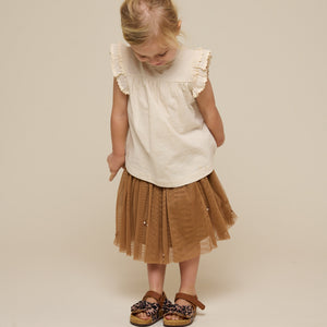 Jerseybluse mit Zick Zack Rüsche - Kids - Offwhite | 101040 Gabriella