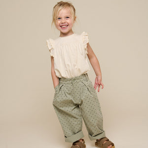 Twill-Hose mit Punkten - Kids - Dusty Green | 100616 Iris