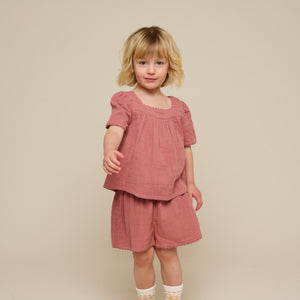 Kurzärmelige Bluse aus Gaze - Kids - Old Rose | 100920 Jasmine