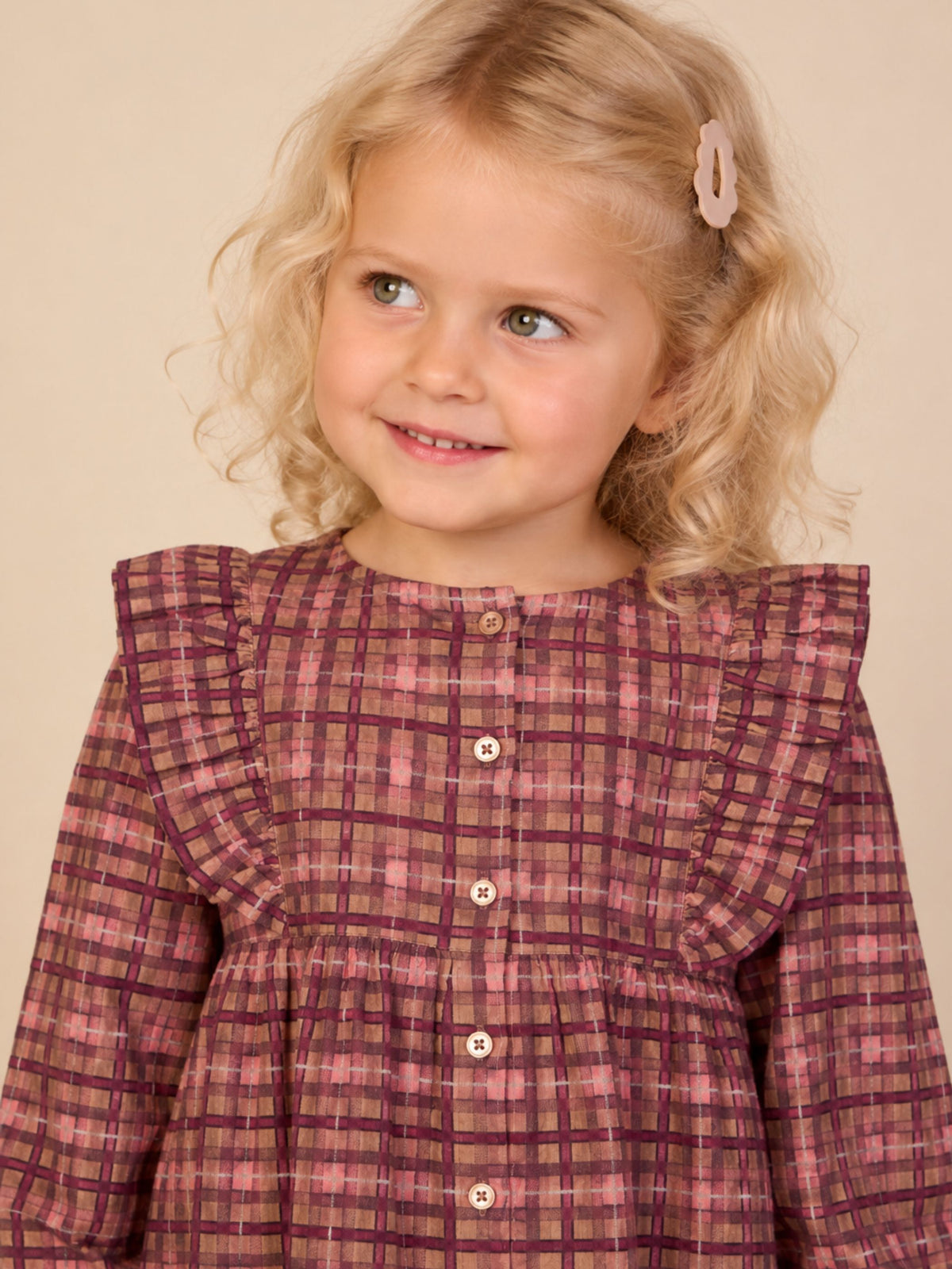 Karierte Baumwollbluse mit Rüschen Kids - Rose | 101493 Penny