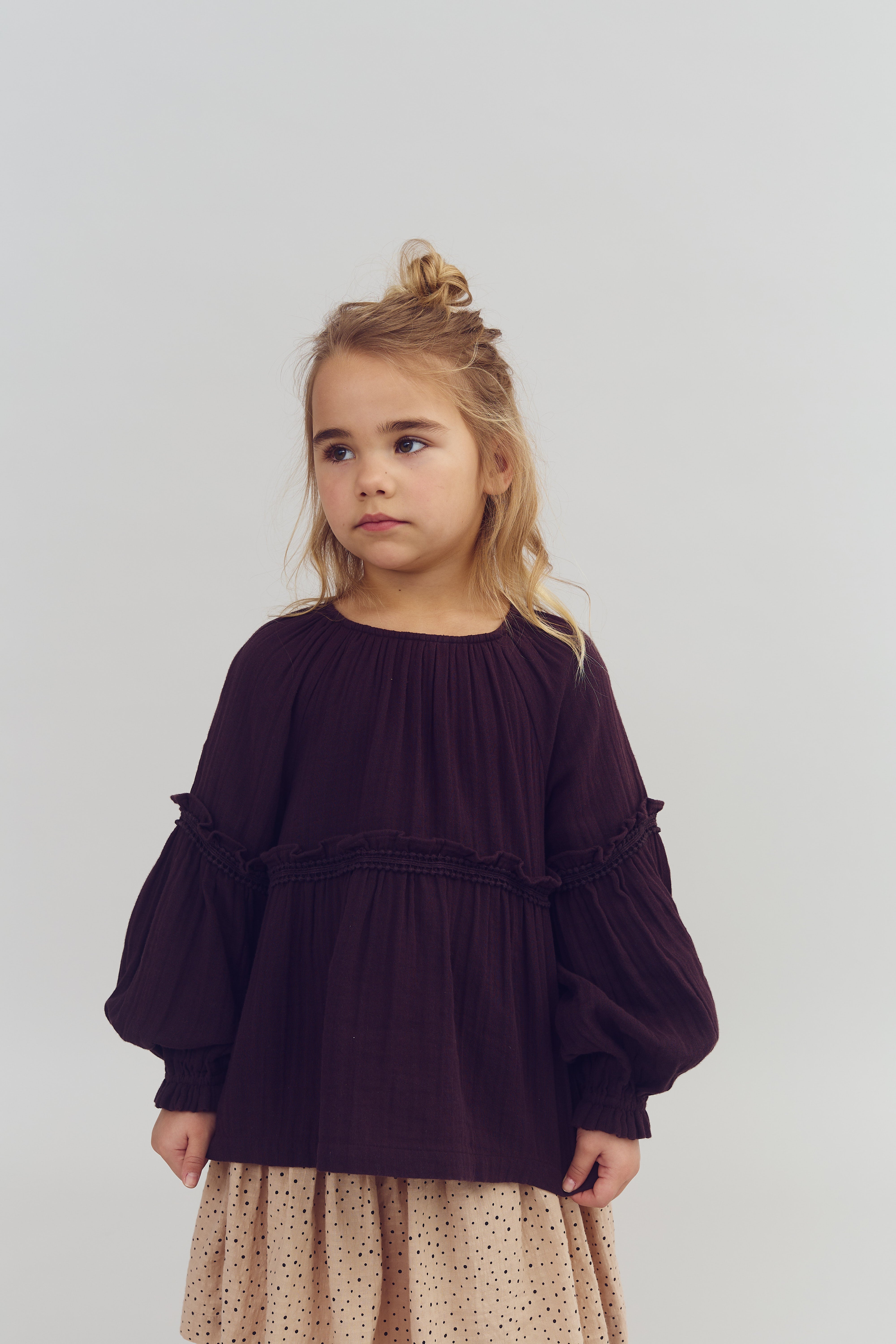 Boho-Bluse - Kids - Dark Purple