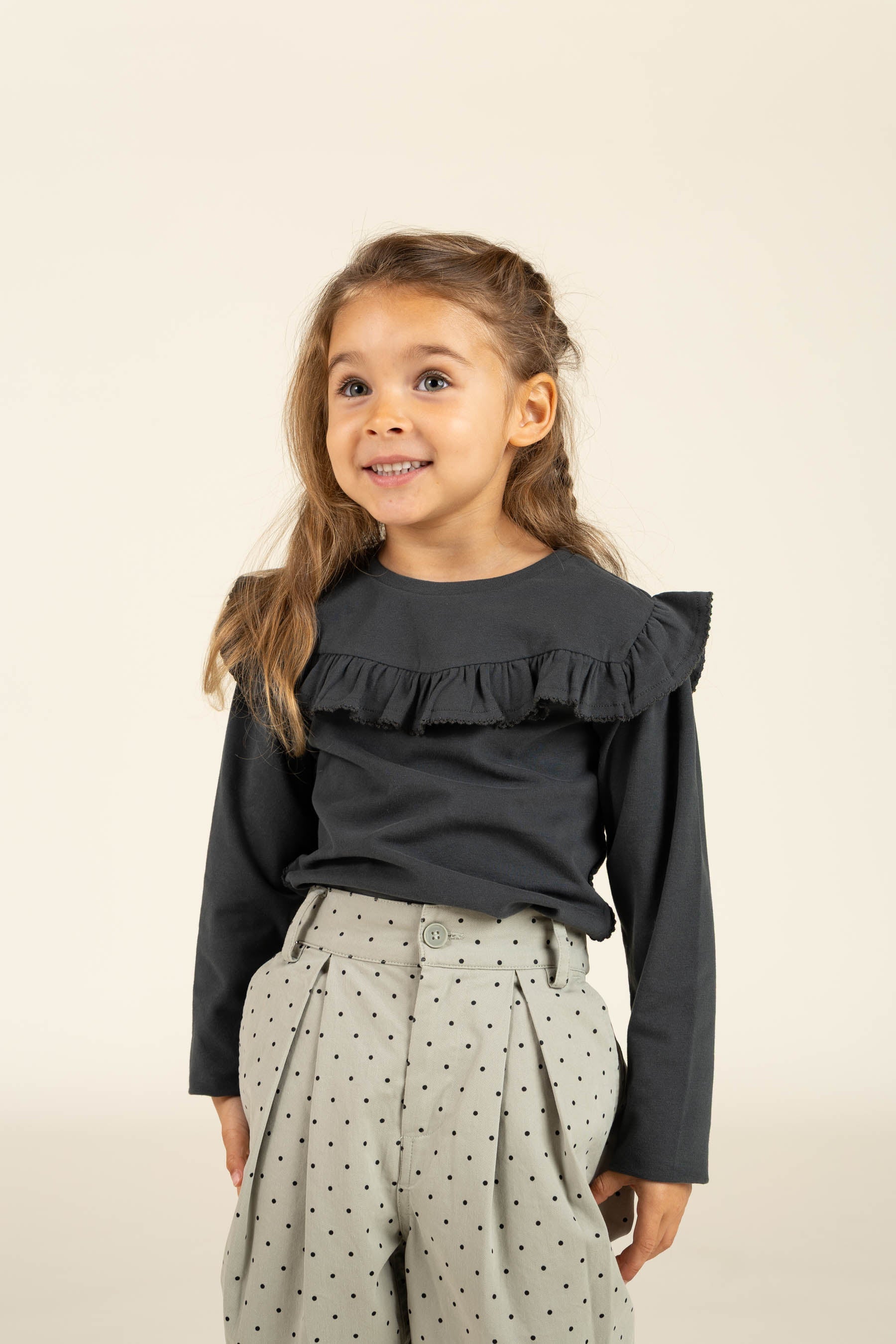 Twill-Hose mit Punkten - Kids - Dusty Green | 100616 Iris