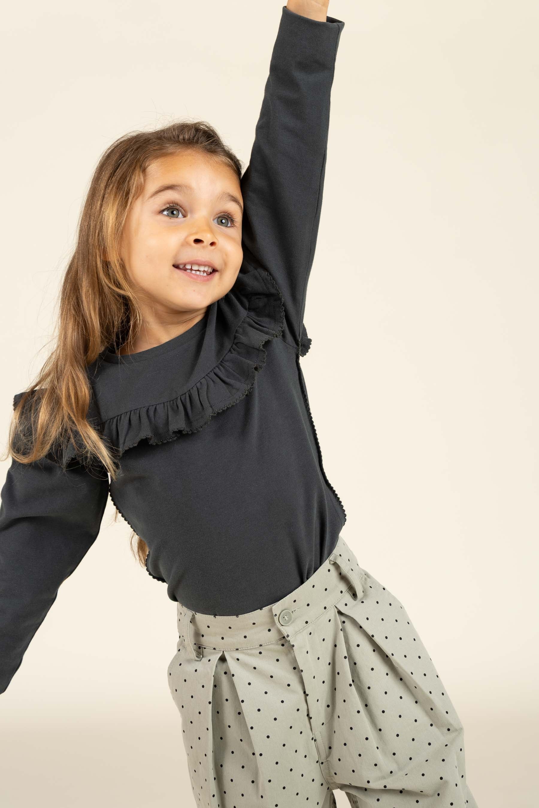 Twill-Hose mit Punkten - Kids - Dusty Green | 100616 Iris