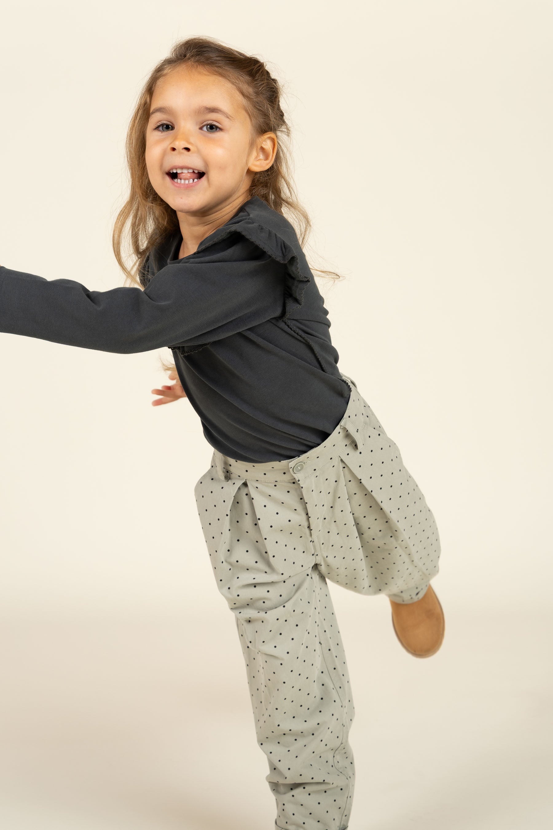 Twill-Hose mit Punkten - Kids - Dusty Green | 100616 Iris