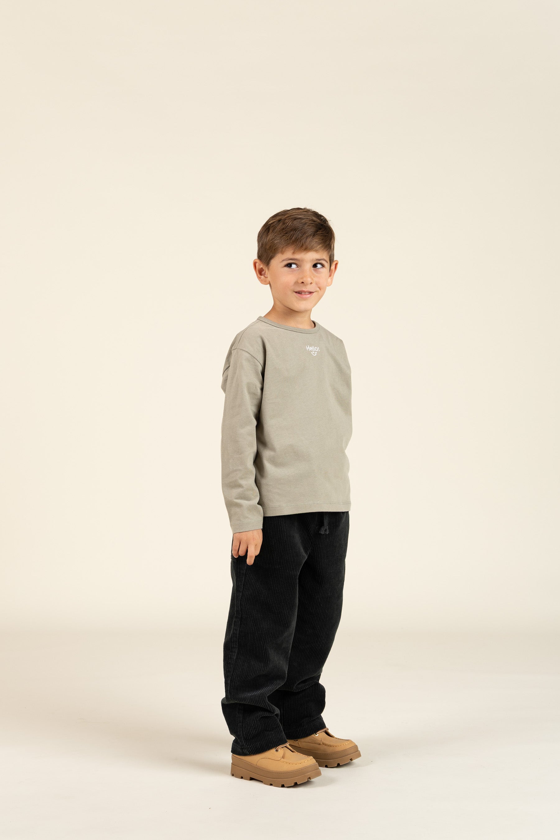 Langarm-T-Shirt mit Stickerei - Kids - Dusty Green | 100856 Brandon