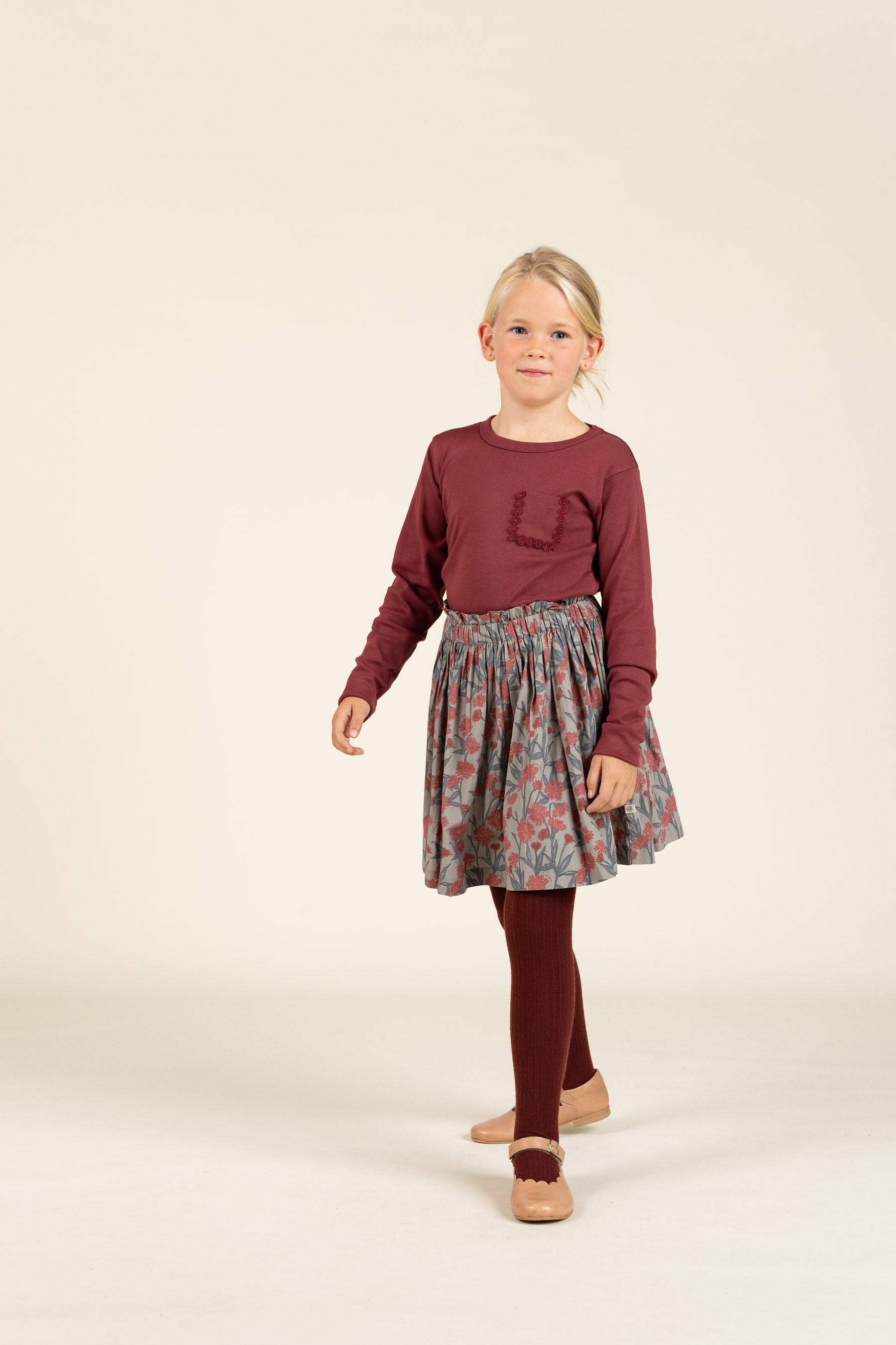 Langarm-T-Shirt mit Brusttasche - Tween - Burgundy | 100869 Sienna