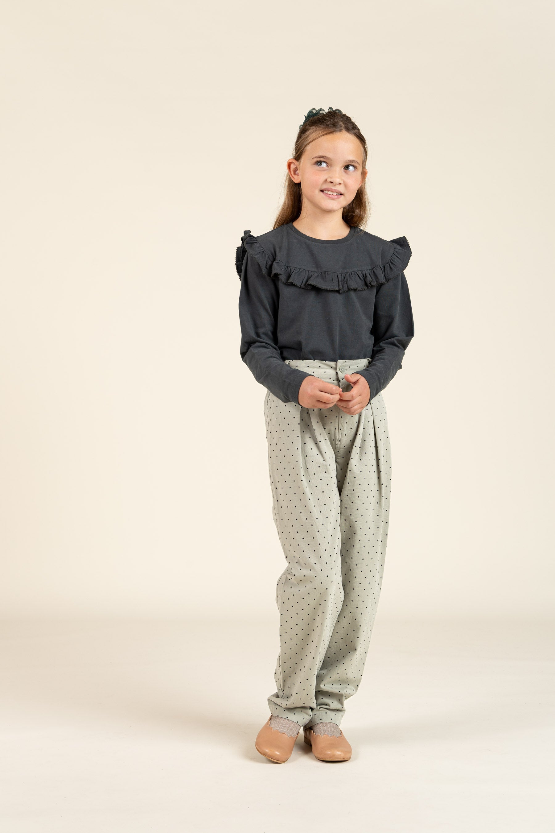 Rüschen-Jersey-Bluse - Tween - Forrest Green | 100867 Talia