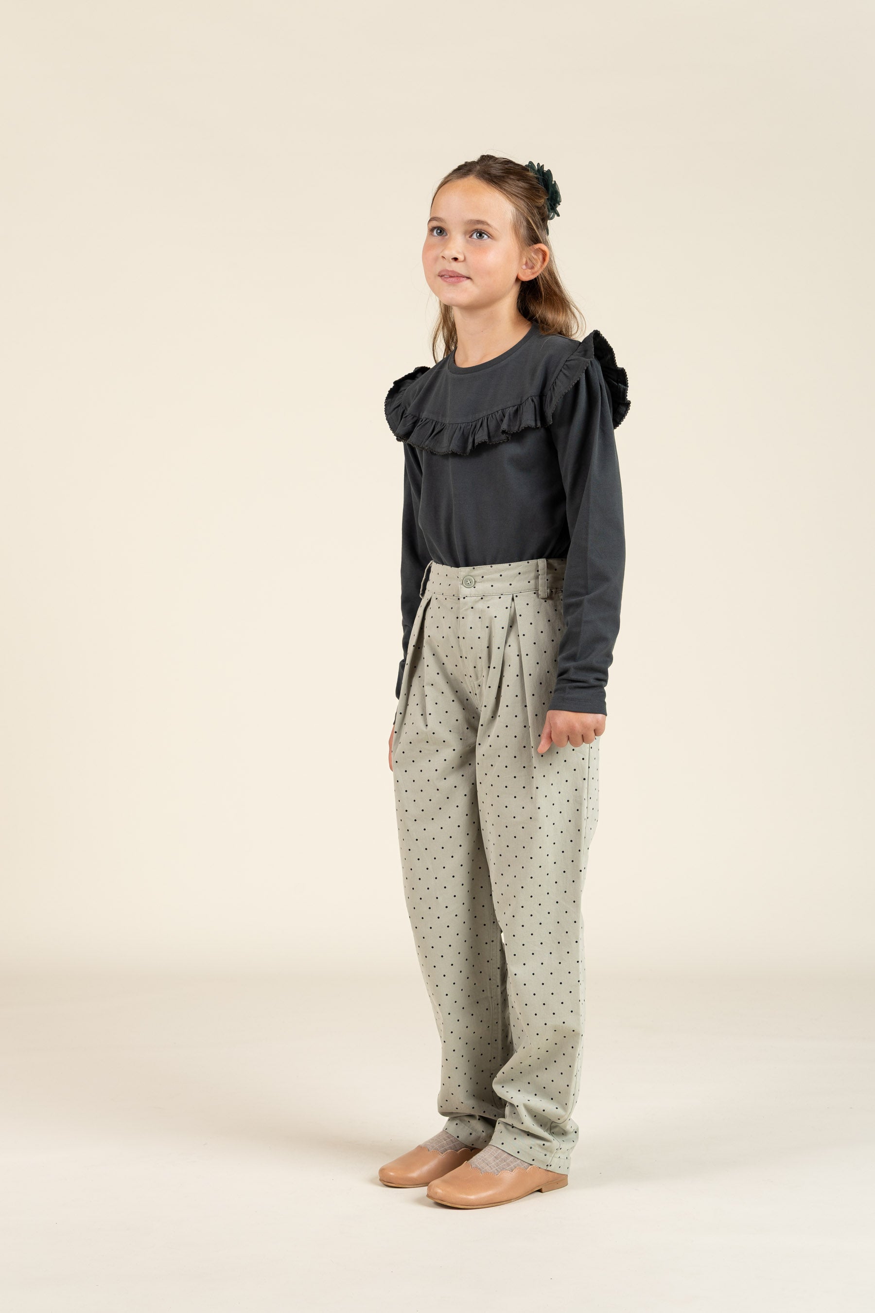 Twill-Hose mit Punkten - Tween - Dusty Green | 100617 Iris