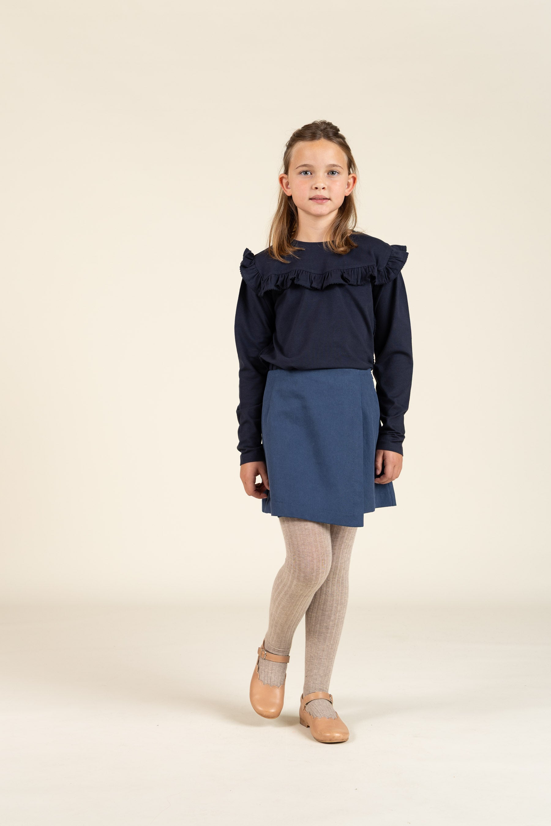 Rüschen-Jersey-Bluse - Tween - Navy | 100865 Talia