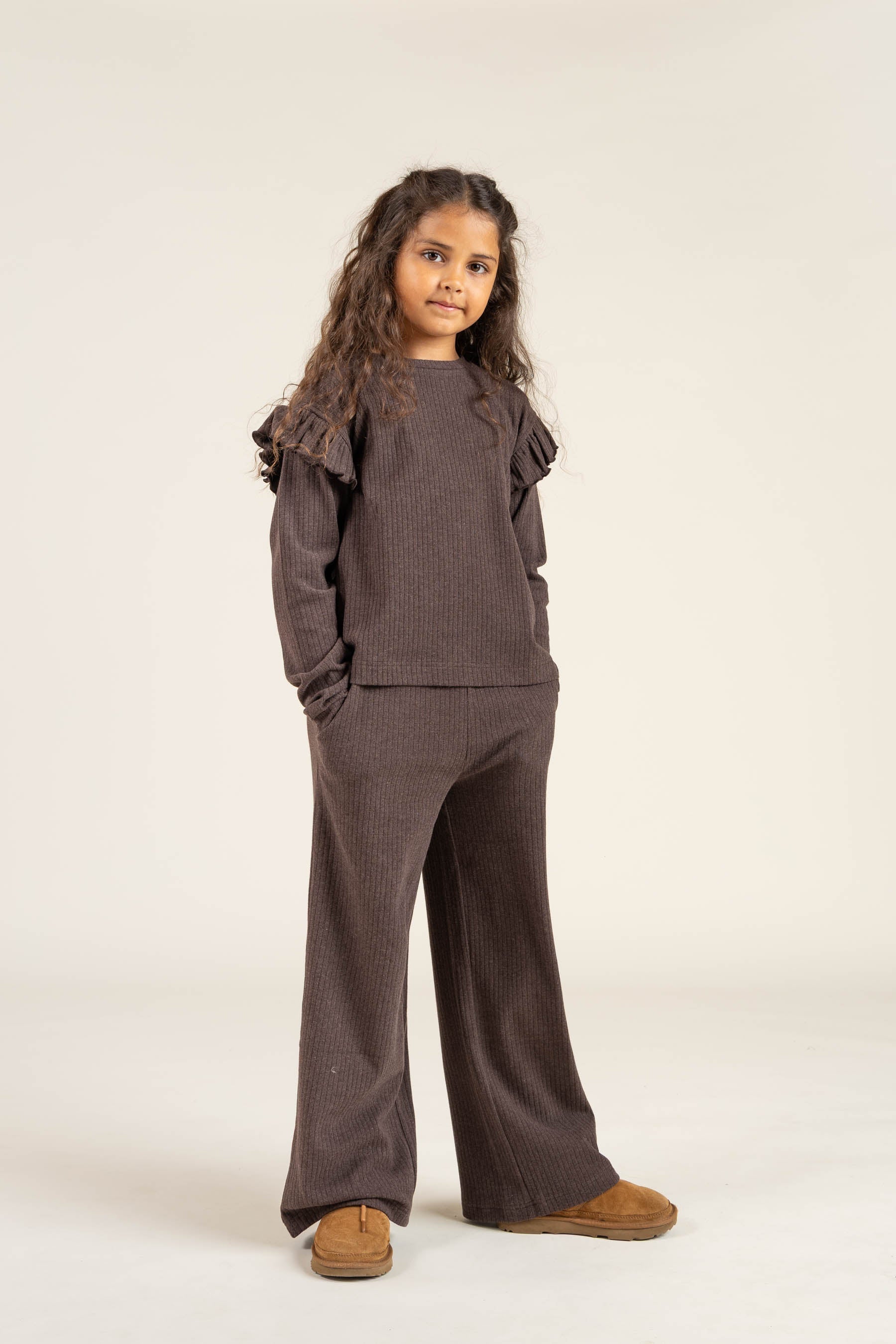 Weiche Ripp-Hose mit weitem Bein - Tween - Chocolate Melange | 100701 Alana