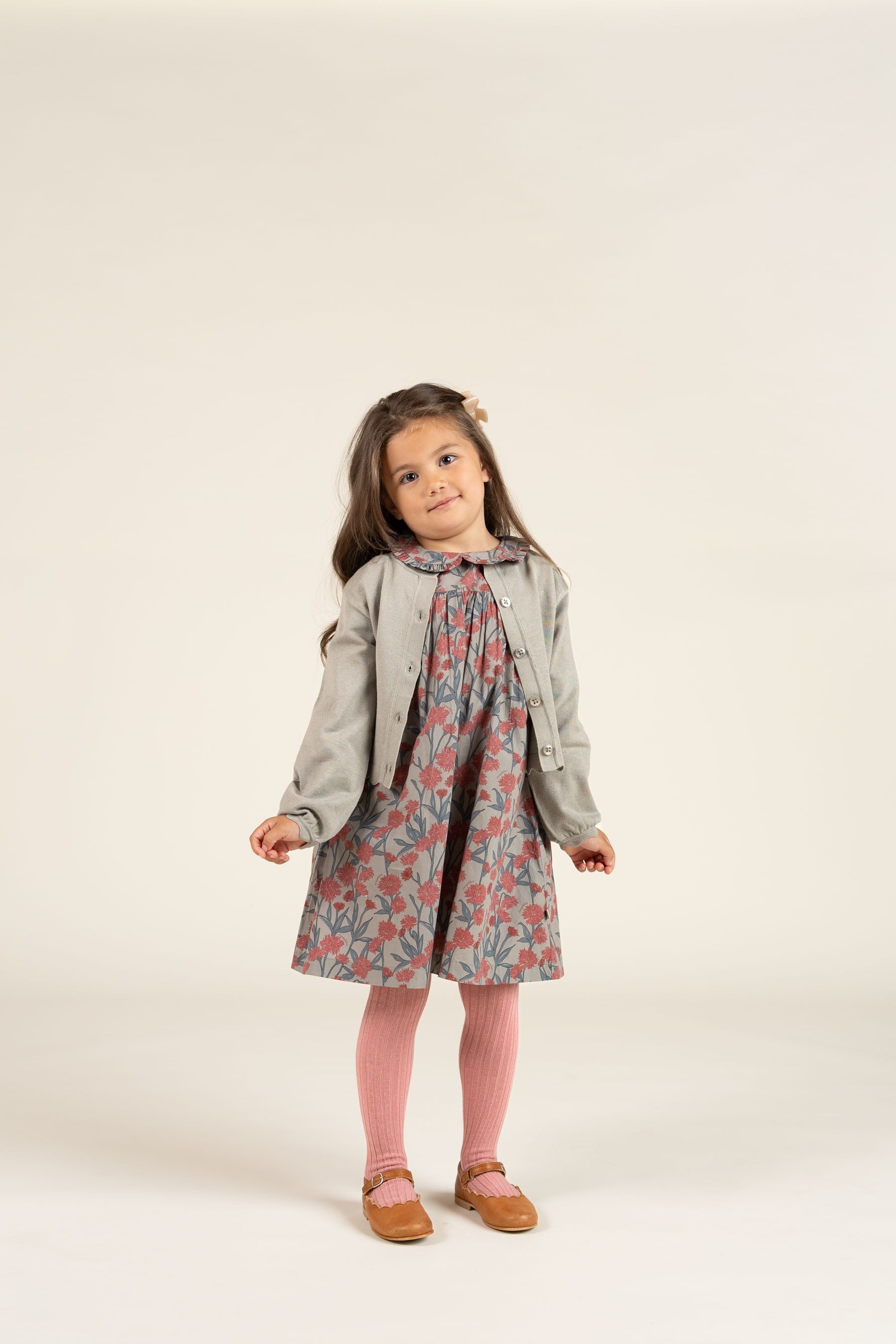 Bedrucktes Popeline-Kleid aus Baumwolle - Kids - Rose / Green | 100722 Amy