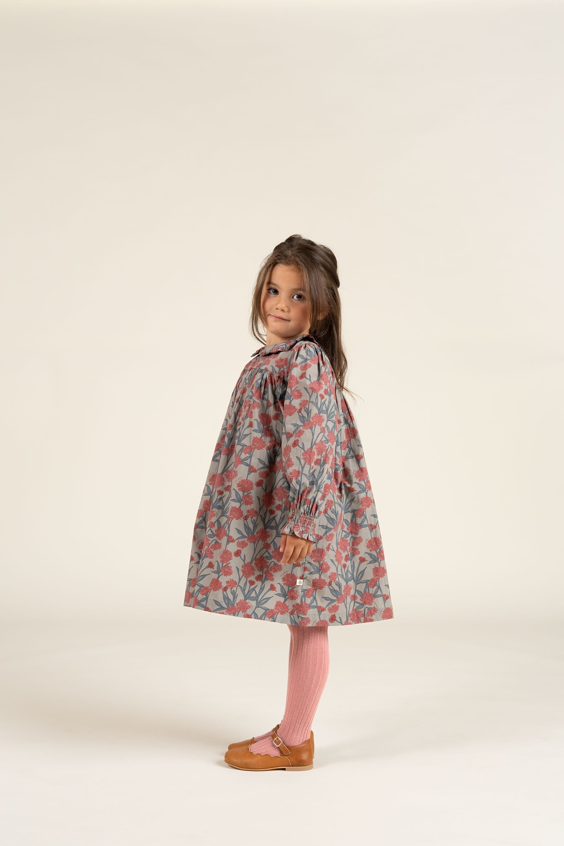 Bedrucktes Popeline-Kleid aus Baumwolle - Kids - Rose / Green | 100722 Amy