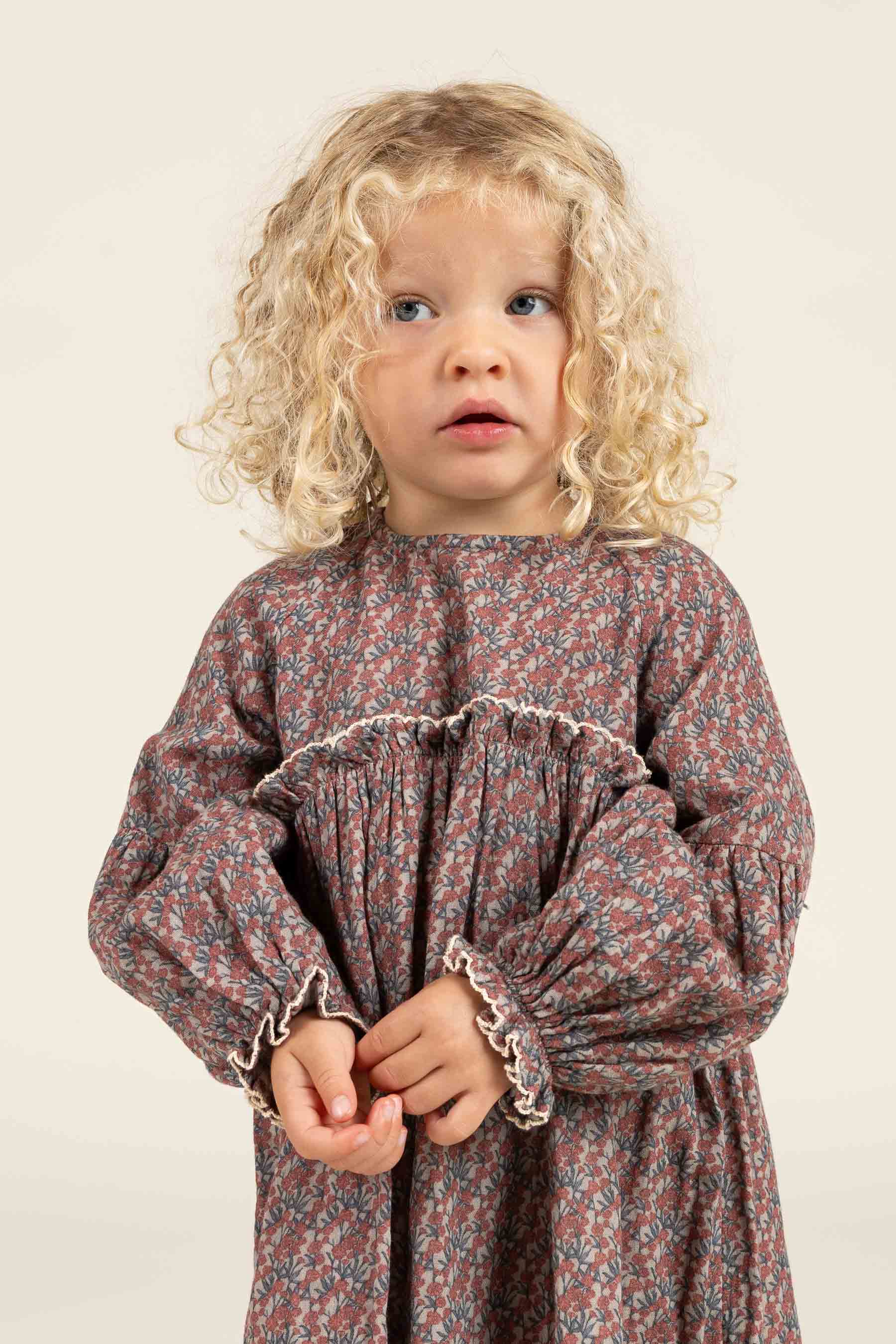 Bedrucktes Kleid aus doppelter Gaze - Kids - Rose / Green | 100728 Maggie