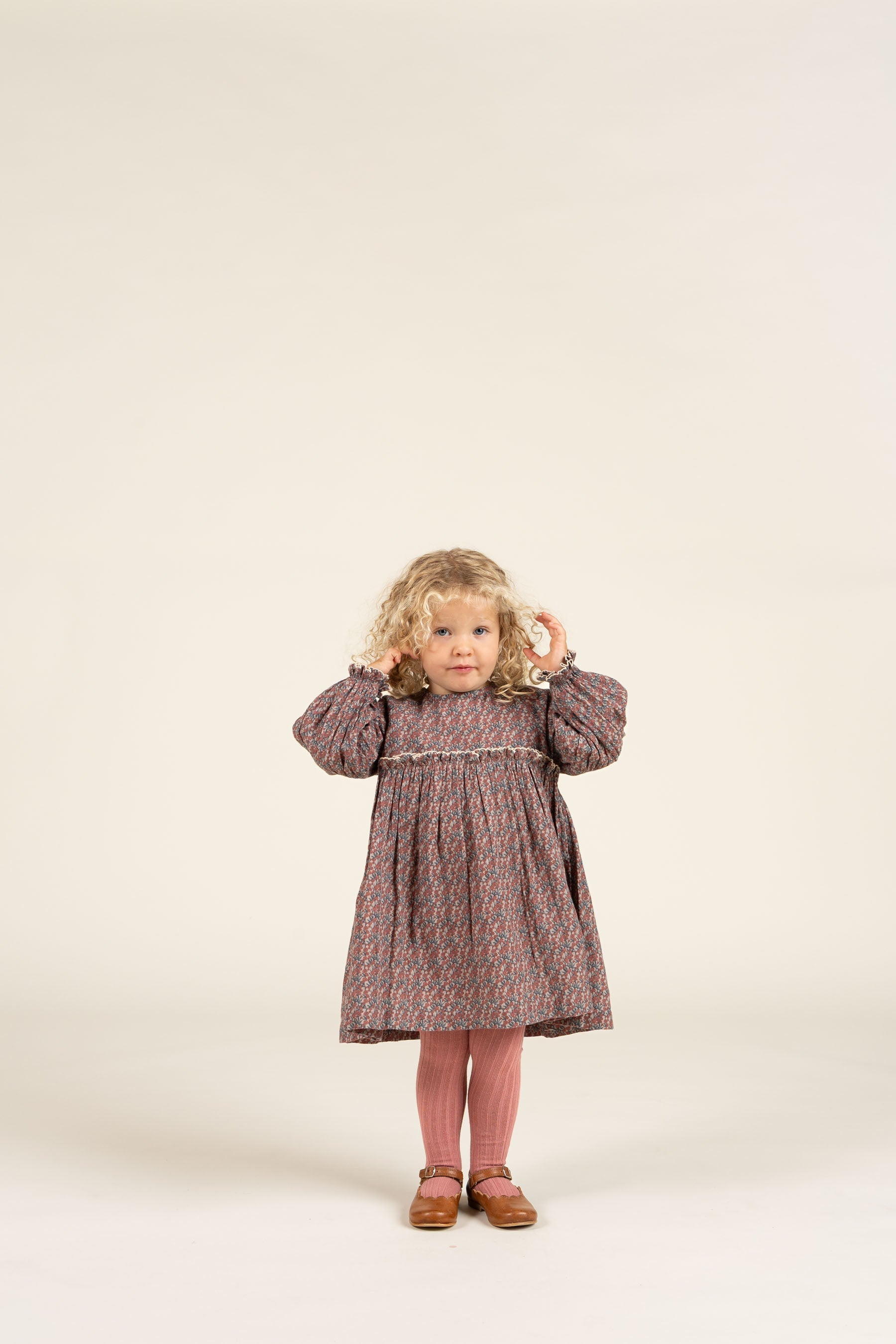 Bedrucktes Kleid aus doppelter Gaze - Kids - Rose / Green | 100728 Maggie