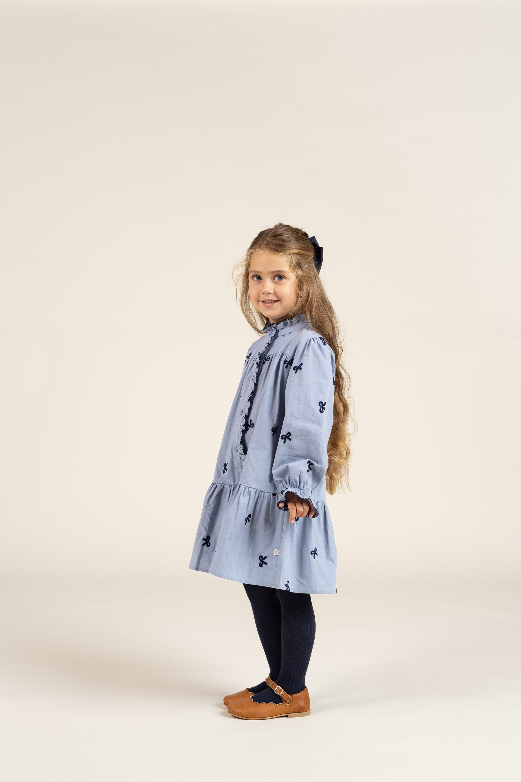 Popeline-Kleid mit Stickerei - Kids - Blue | 100679 Adison