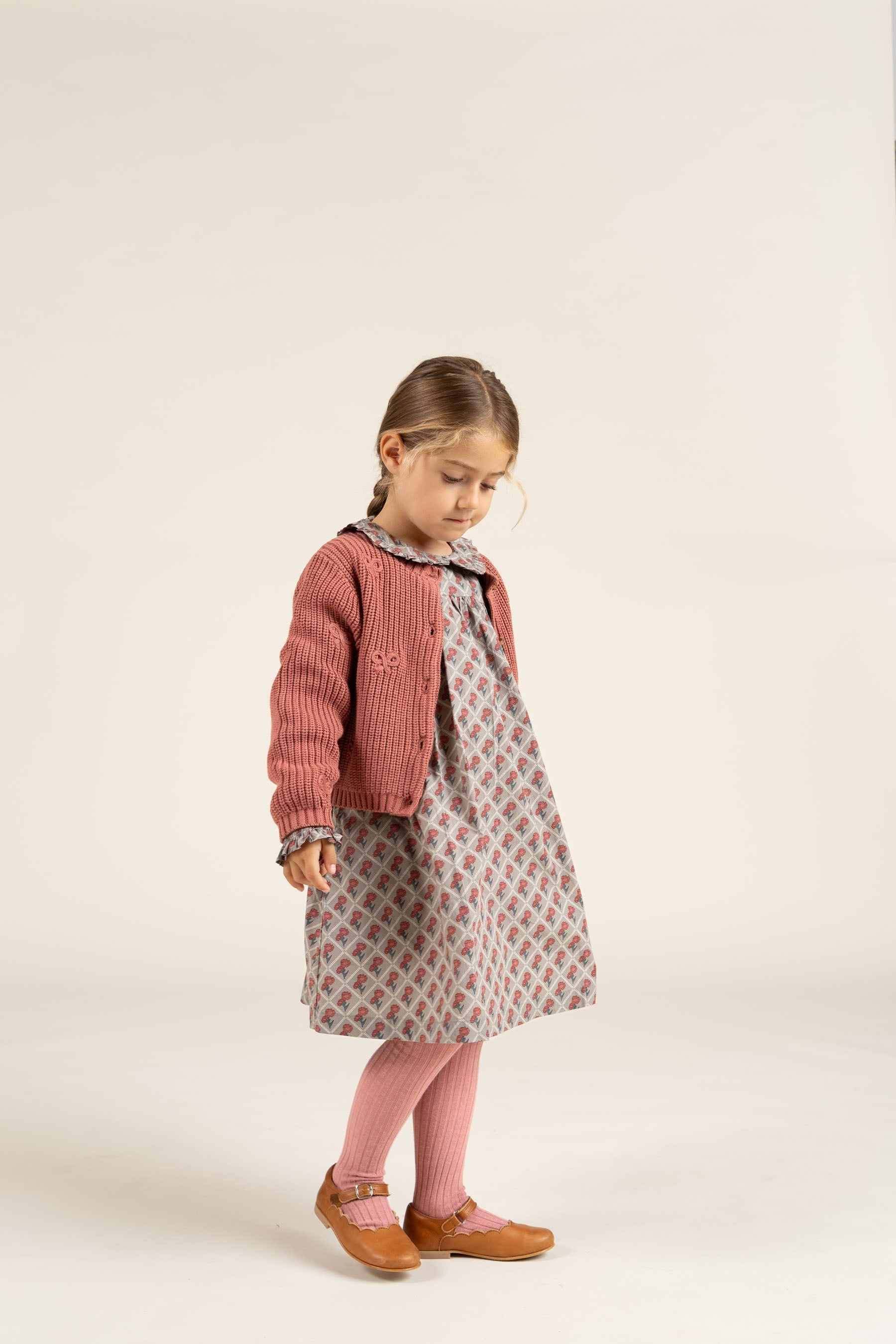 Baumwollstrickjacke mit Schleifen - Kids - Old Rose | 100792 Freya